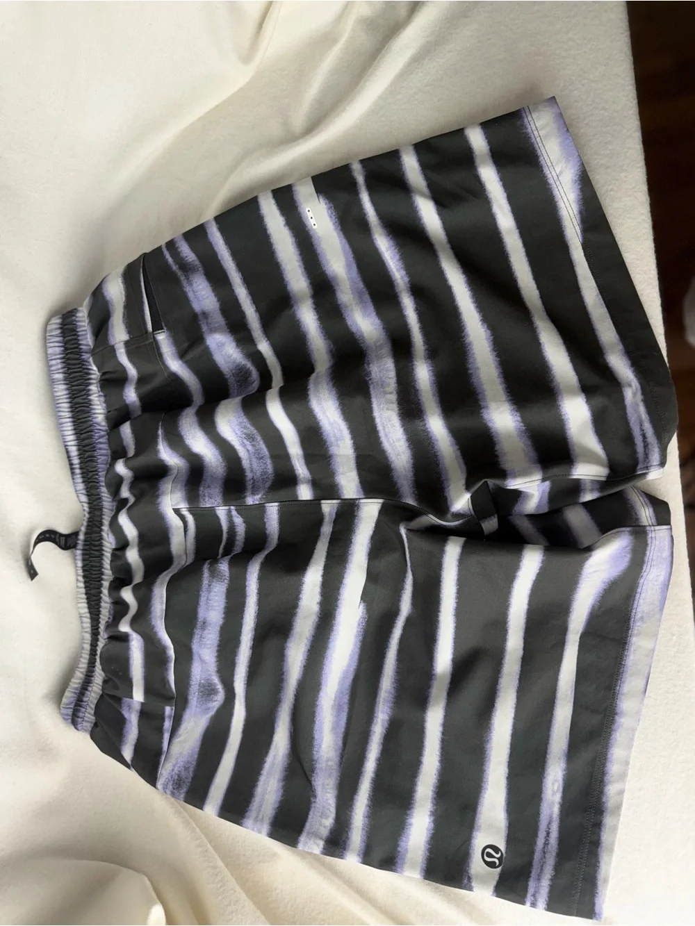 lululemon athletica Black and White Striped Men’s Swim Trunks